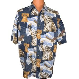 Vintage Cotton Traders Sport Americana Statue of Liberty Eagle Button Down Shirt